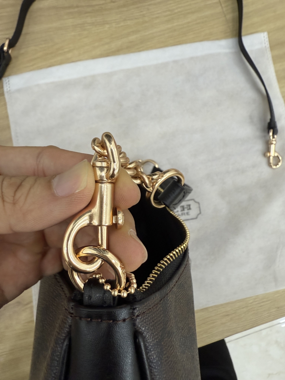 Coach Signature Brown Canvas Shoulder Bag with Gold Hardware - Picture 7 of 13